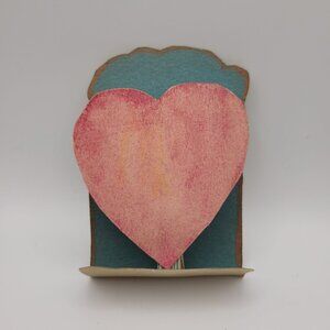 Vintage Handmade Heart Shaped Pop Up‎ Card Valentines Day Pink Unique Crafting